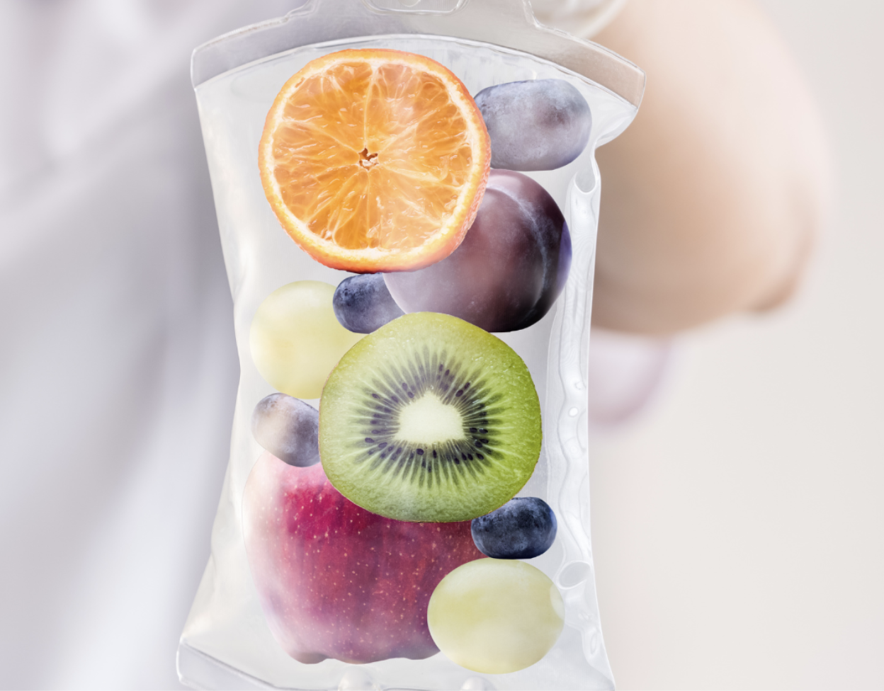 nurse holding an iv therapy bag